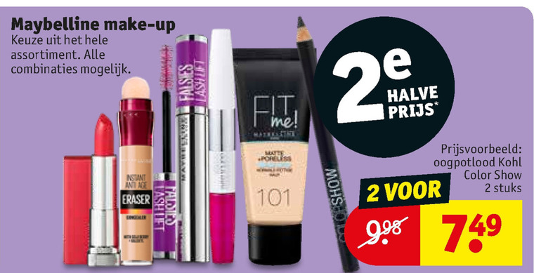 Maybelline   mascara, gezichtspoeder folder aanbieding bij  Kruidvat - details