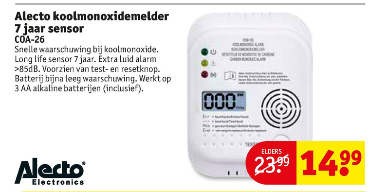 Alecto   koolmonoxidemelder folder aanbieding bij  Kruidvat - details