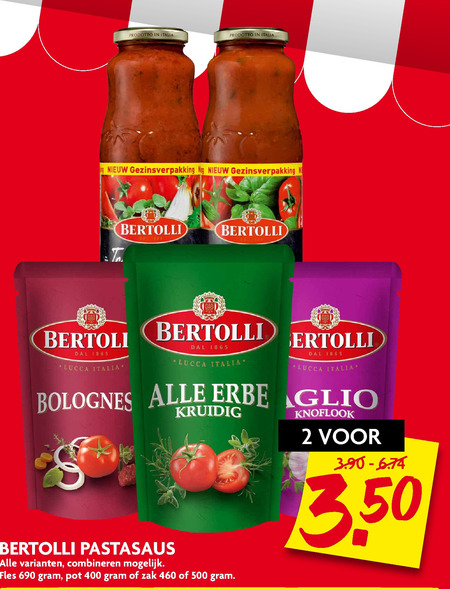 Bertolli   pastasaus folder aanbieding bij  Dekamarkt - details