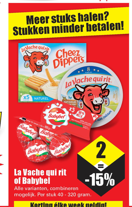 La Vache Qui Rit   smeerkaas, kaassnacks folder aanbieding bij  Dirk - details