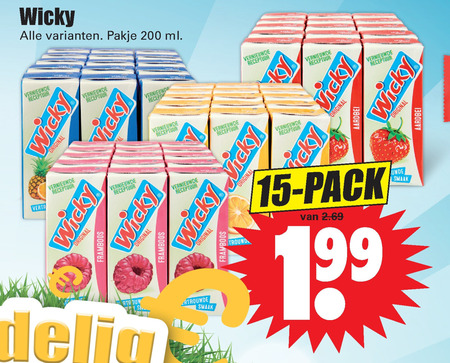 Wicky   fruitdrank folder aanbieding bij  Dirk - details