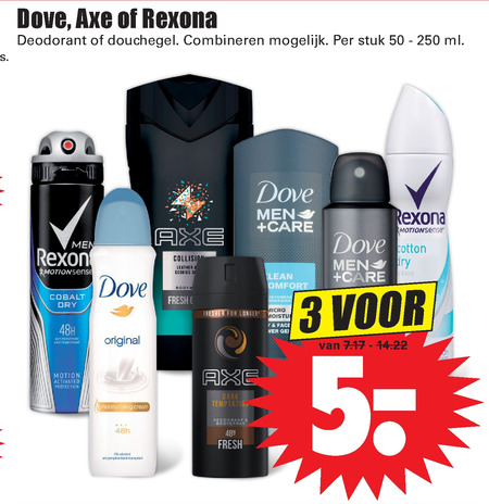 Rexona   douchegel, deodorant folder aanbieding bij  Dirk - details