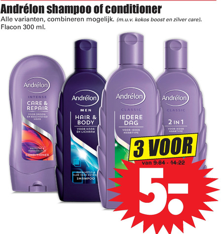 Andrelon   shampoo, conditioner folder aanbieding bij  Dirk - details