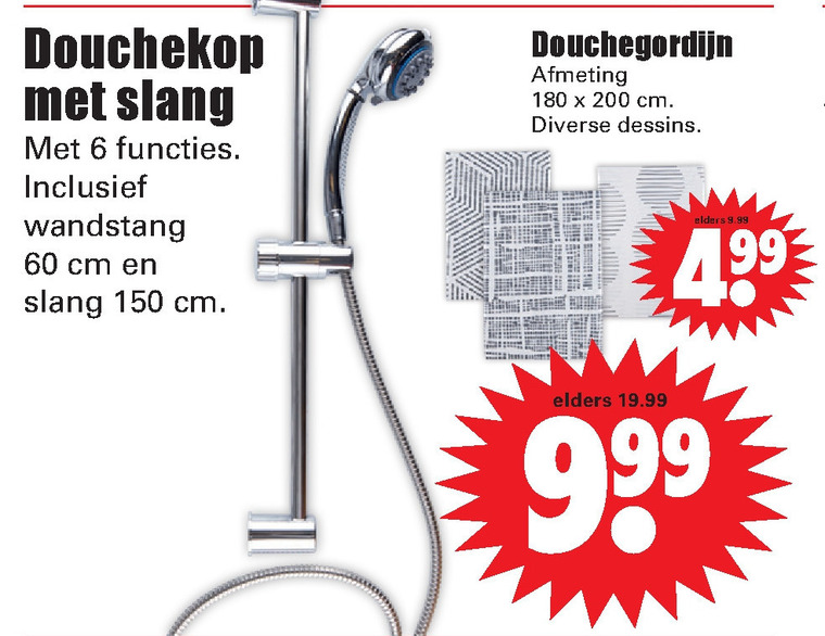 douchekop, douchegordijn folder aanbieding bij Dirk details
