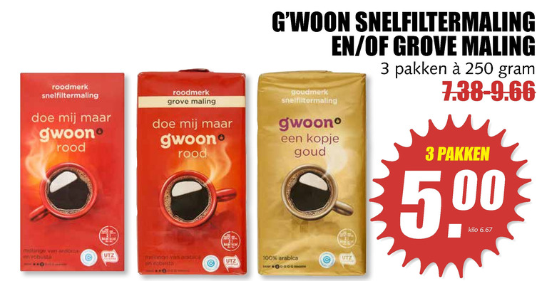 Gwoon   koffie folder aanbieding bij  MCD Supermarkt Basis - details