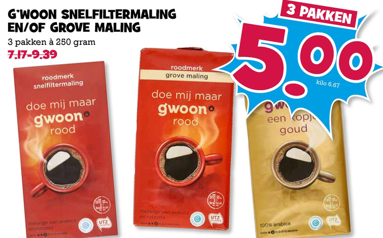 Gwoon   koffie folder aanbieding bij  Boons Markt - details