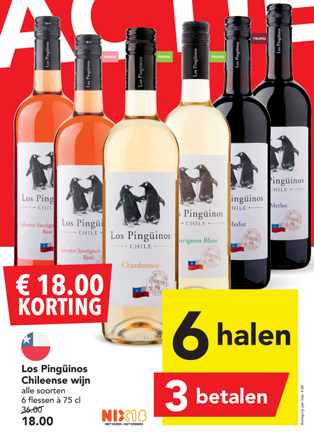 Los Pinguinos   rose, witte wijn folder aanbieding bij  Deen - details