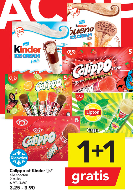 Kinder Bueno   ijscornets, waterijs folder aanbieding bij  Deen - details