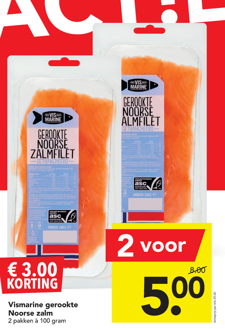 Vis Marine   gerookte zalmfilet folder aanbieding bij  Deen - details