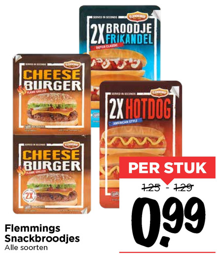 Flemmings   broodje hotdog, frikandelbroodjes folder aanbieding bij  Vomar - details