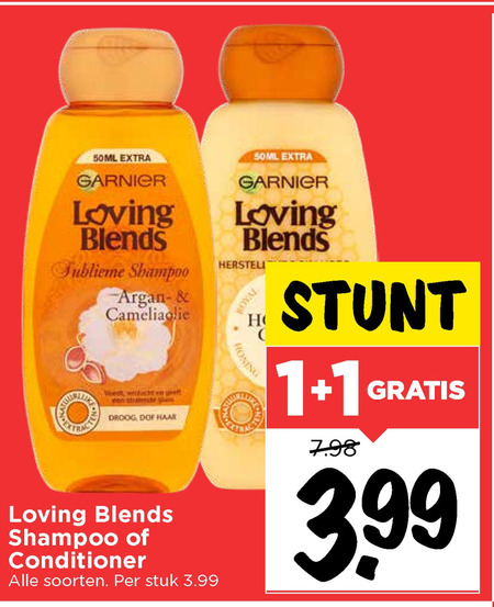 Garnier Loving Blends   shampoo, conditioner folder aanbieding bij  Vomar - details