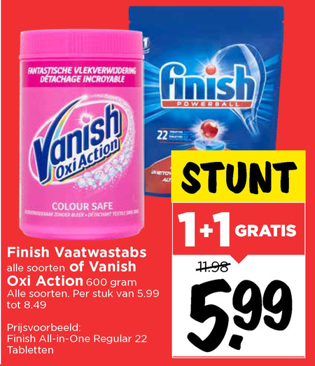 Finish   vaatwasmiddel, vlekkenverwijderaar folder aanbieding bij  Vomar - details