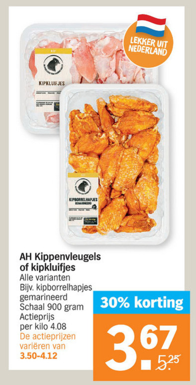 eetpatroon Van streek rundvlees kipkluifjes, kipwings folder aanbieding bij Albert Heijn - details