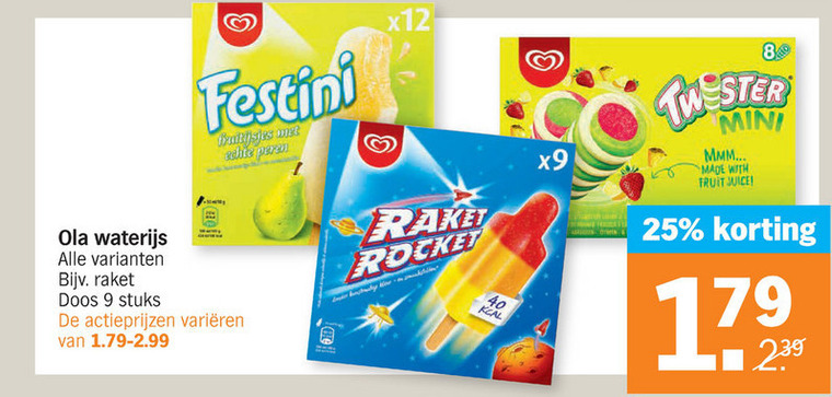 Ola   waterijs, ijslollies folder aanbieding bij  Albert Heijn - details