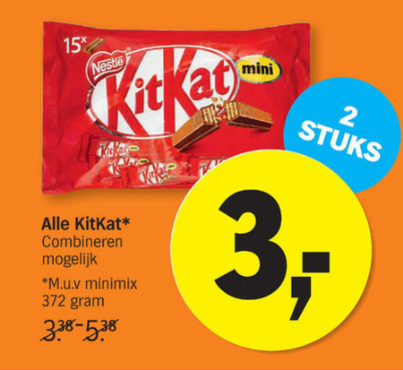 KitKat   mini chocoladerepen, chocoladereep folder aanbieding bij  Albert Heijn - details