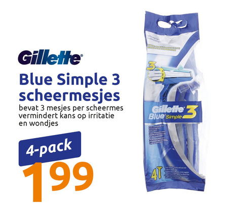 Gillette   wegwerpscheermesjes folder aanbieding bij  Action - details