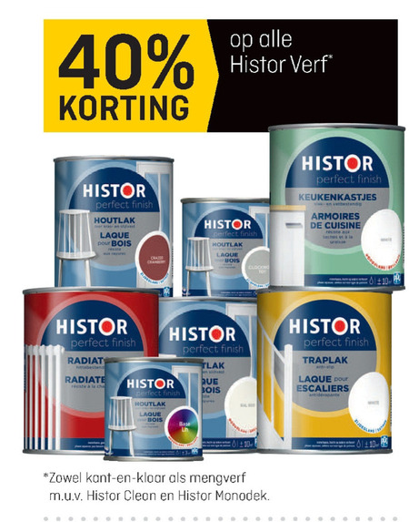 Histor mengverf, muurverf folder aanbieding bij Hubo -