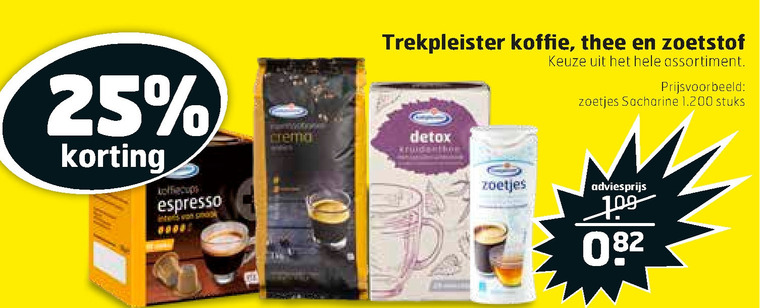 Trekpleister Huismerk   oploskoffie, thee folder aanbieding bij  Trekpleister - details