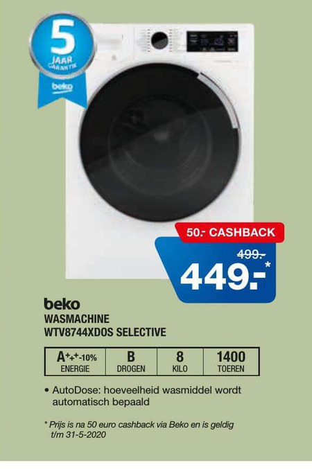 Beko   wasmachine folder aanbieding bij  Electroworld - details