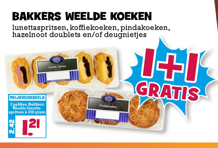 Bakkers Weelde   spritsen, pindakoeken folder aanbieding bij  Boons Markt - details