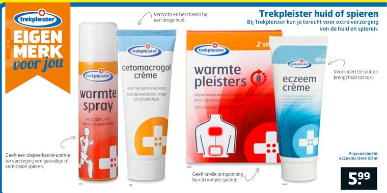 Trekpleister Huismerk   spierbalsem, warmtepleisterss folder aanbieding bij  Trekpleister - details