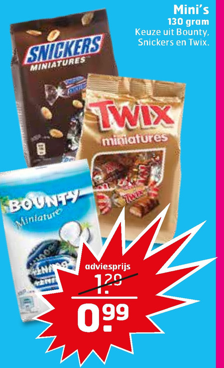 Twix   mini chocoladerepen folder aanbieding bij  Trekpleister - details