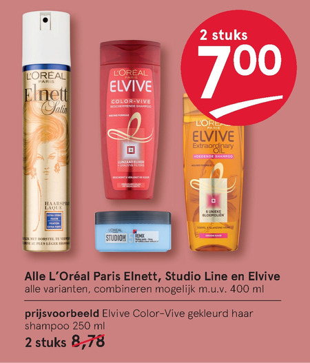 Elvive   shampoo, haargel folder aanbieding bij  Etos - details