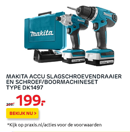 Woordvoerder Winderig excelleren Makita accuboormachineset folder aanbieding bij Praxis - details