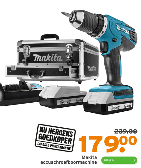 Makita accuboormachine folder aanbieding bij Gamma -