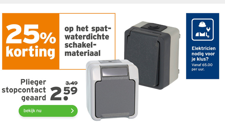 Plieger   tuincontactdoos, schakelmateriaal folder aanbieding bij  Gamma - details