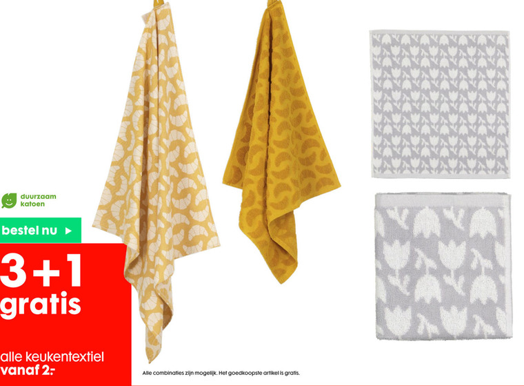 huismerk theedoek, keukendoek folder aanbieding Hema - details