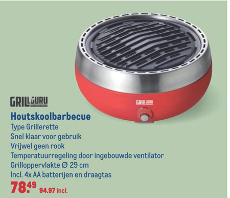 Grill Guru   houtskool barbecue folder aanbieding bij  Makro - details