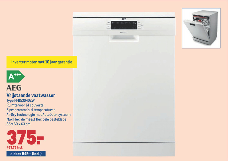 AEG   vaatwasmachine folder aanbieding bij  Makro - details