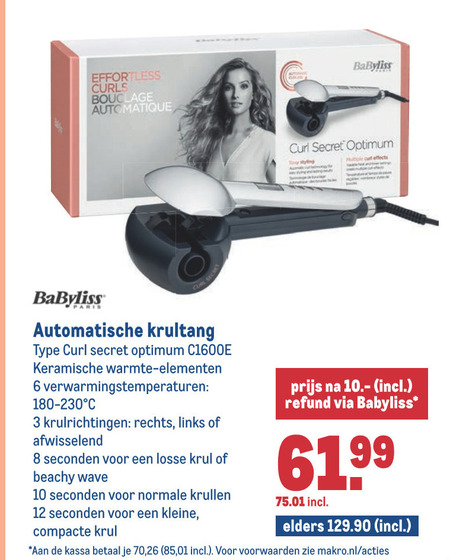 BaByliss   haarkrultang folder aanbieding bij  Makro - details