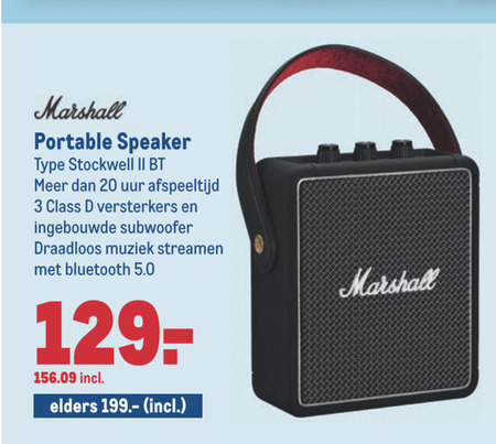 Marshall   portable speakerset folder aanbieding bij  Makro - details