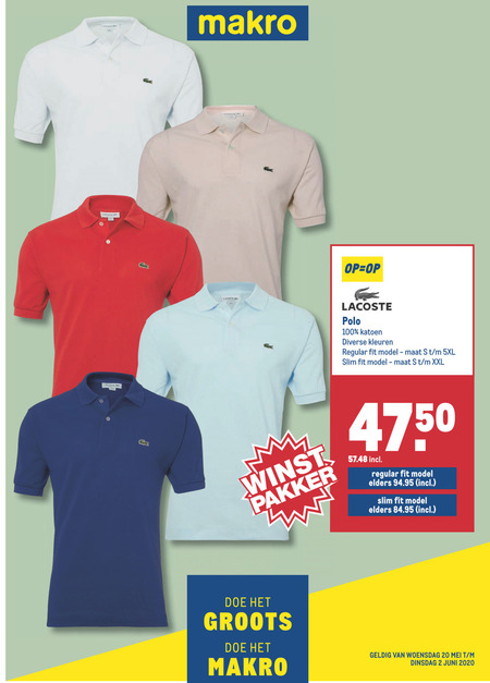 papier gewoon het dossier Lacoste heren poloshirt folder aanbieding bij Makro - details