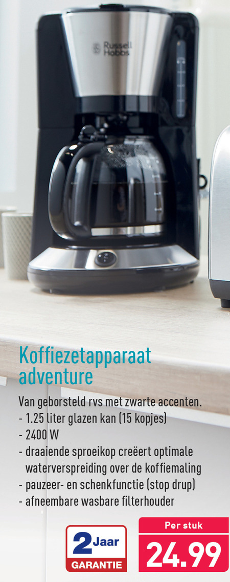 Russell Hobbs   koffiezetapparaat folder aanbieding bij  Aldi - details