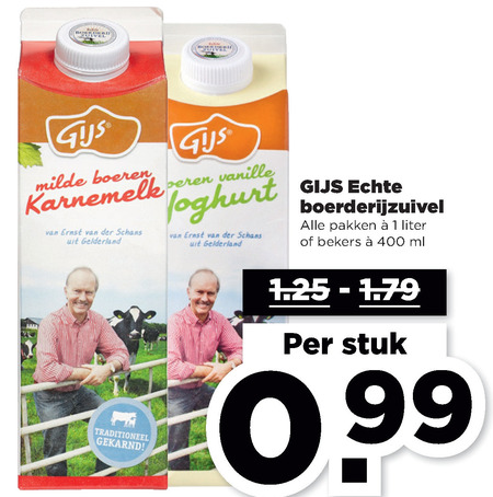 Gijs   karnemelk, yoghurt folder aanbieding bij  Plus - details