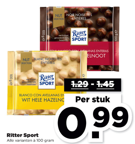 Ritter Sport   chocolade folder aanbieding bij  Plus - details