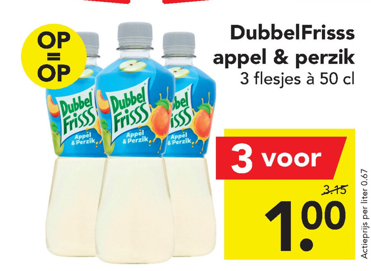 Dubbelfrisss   fruitdrank folder aanbieding bij  Deen - details