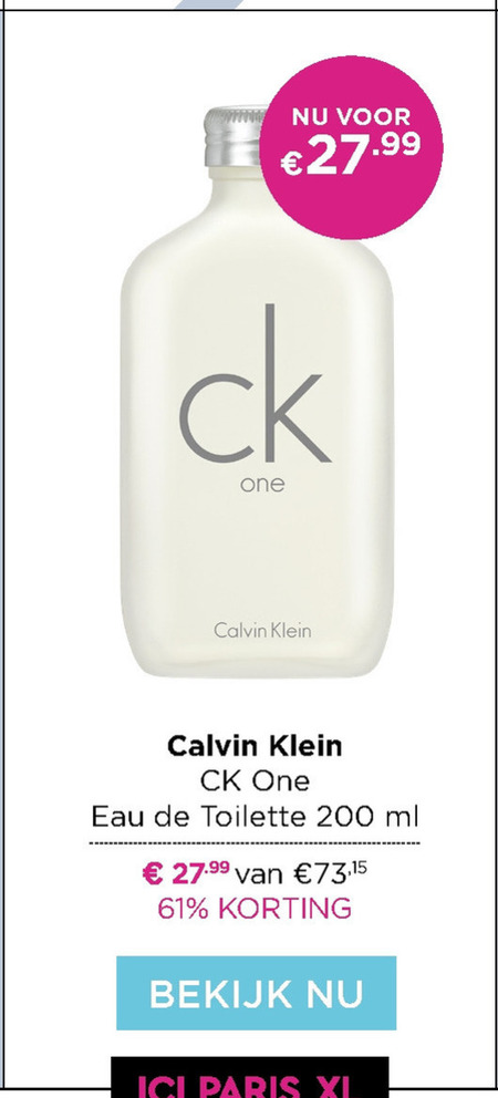 Calvin Klein   eau de toilette folder aanbieding bij  Ici Paris XL - details