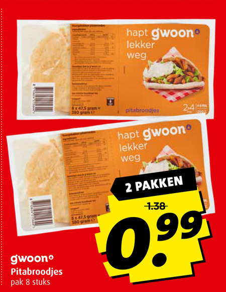 Gwoon   pitabroodjes folder aanbieding bij  Boni - details