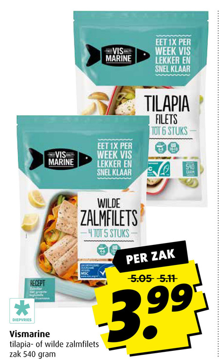 Vis Marine   zalmfilet, tilapia folder aanbieding bij  Boni - details