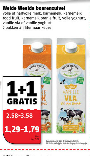 Weide Weelde   vla, karnemelk folder aanbieding bij  Poiesz - details