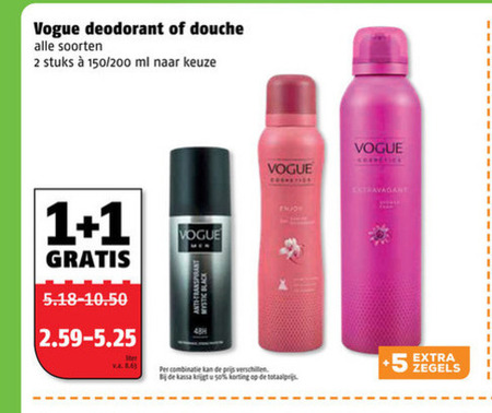 Vogue   deodorant, douchegel folder aanbieding bij  Poiesz - details