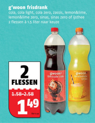 Gwoon   cola, frisdrank folder aanbieding bij  Poiesz - details