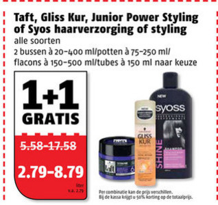 Taft   haargel, hairspray folder aanbieding bij  Poiesz - details