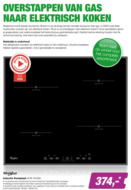 Whirlpool   inductiekookplaat folder aanbieding bij  EP Electronic Partner - details