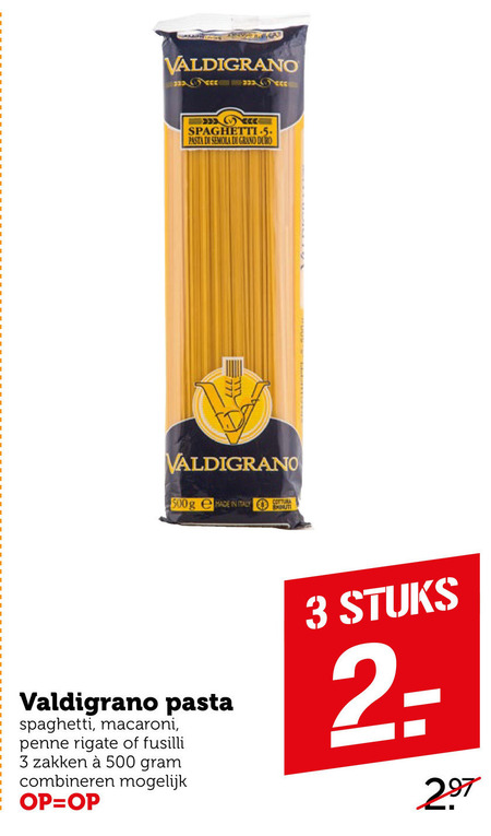 Valdigrano   fusilli, penne rigate folder aanbieding bij  Coop - details