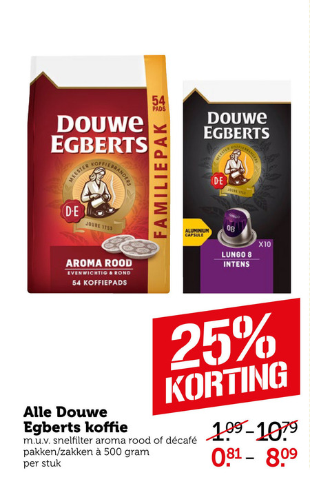 Douwe Egberts   koffie, koffiebonen folder aanbieding bij  Coop - details